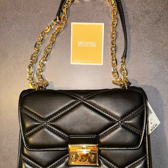 Michael Kors “Serena” Medium Flap Shoulder Bag – Black/Gold (NWT) - Picture 2 of 6